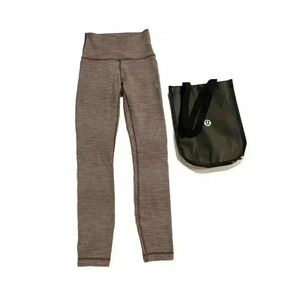 Lululemon Wunder Under High Rise Leggings Crop 24” Size 2 Purple Stripe W/ Bag